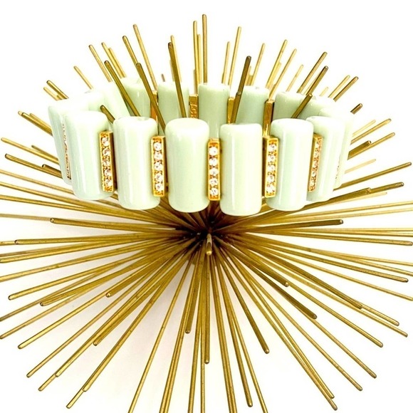 J.Crew Green Gold Crystal Stretch  Bracelet - Picture 1 of 5